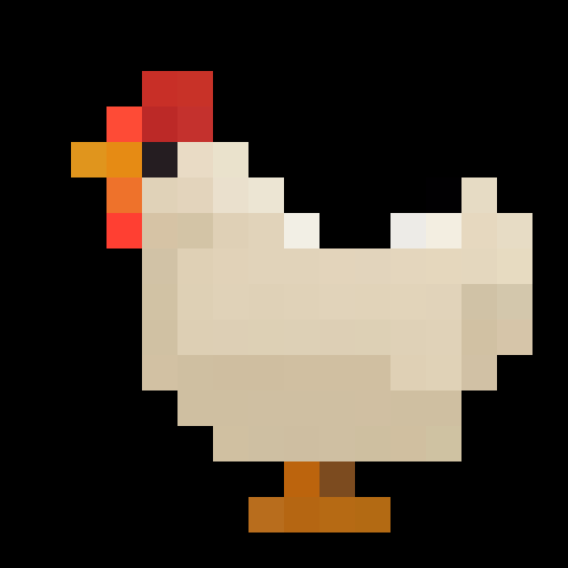 cute chicken, pixel art, close up, portrait, game icon, 16x16, vibrant colors, animated expression,  adorable beak, lively eyes