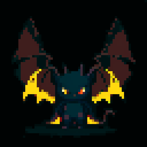 A dark, shadowy creature with smoky tendrils, piercing red eyes, and bat-like wings. It blends into the darkness and has an eerie aura. No background.
