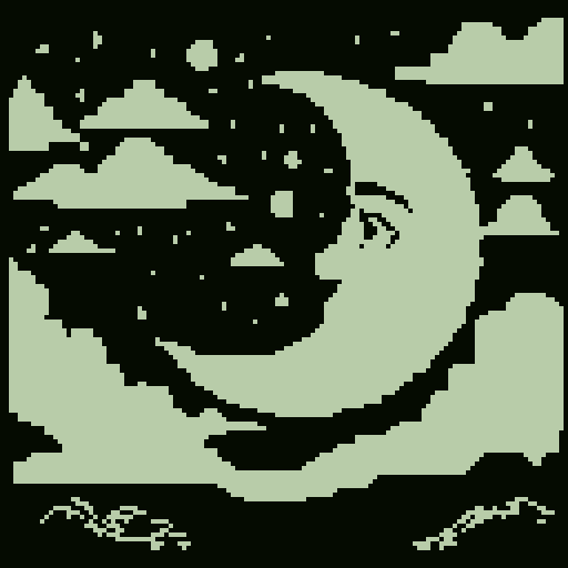 moon in cloudy night sky interesting dithering patterns and stars pixel art high detail