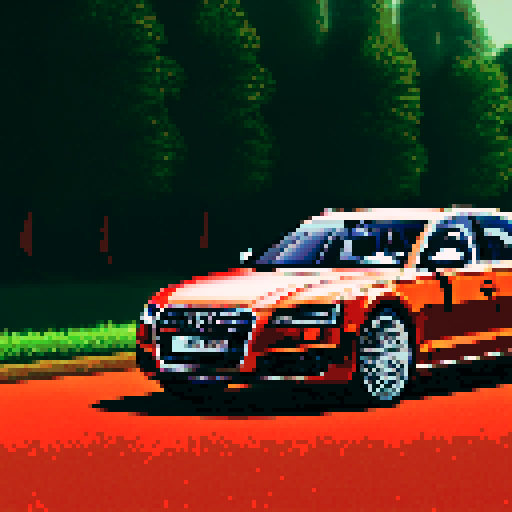 Photorealistic, centered Audi A8 in a three quarter view, clean background, pixel art style with sRGB colors
