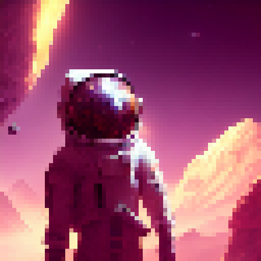 A fearless astronaut explores a mysterious, alien planet while wielding a glowing sword and wearing a suit of gleaming, enchanted armor, surrounded by fantastical creatures like fire-breathing dragons and tentacled monsters.