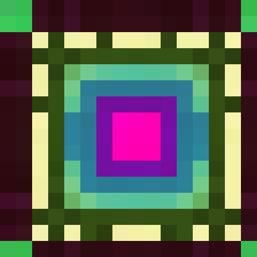 "Pixelated Flame Fox with rainbow hues, fiery aura, and piercing eyes depicted in a 16x16 pixelated portrait."