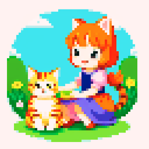 children's fairy tale illustration with  sitting colofull cat, flat style