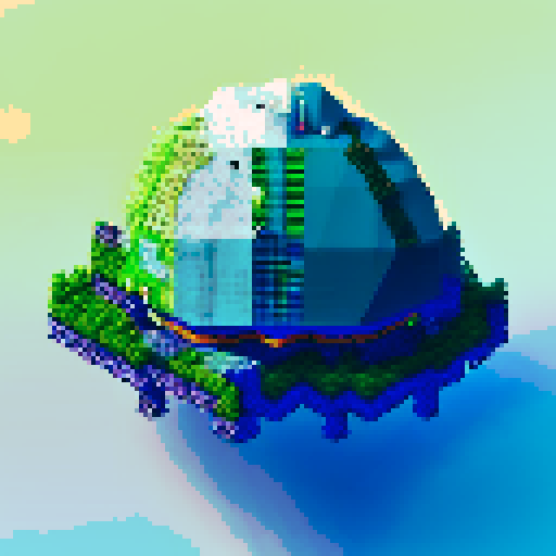 Space Ship, top down , green and blue shades