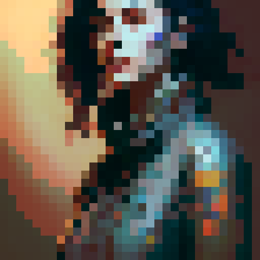 western style, simplified, portrait avatar, woman with shoulder length dark hair, looking at the camera, blue palette, close up
