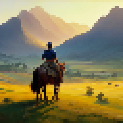 Rohan's vast grasslands stretch to the horizon, dotted with galloping horses and armored riders, as the sun sets behind the mountains, casting a warm, orange glow on the medieval castle in the distance, all depicted in a realistic, oil painting style.