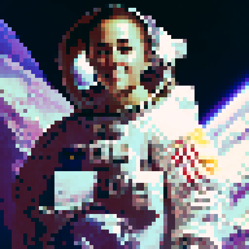 An astronaut in space overlooking the moon and holding in his hands a magazine with the title "Moon Mag". The image must be realistic, with accurate details.