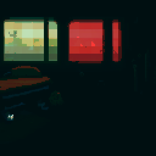 Create a tilesheet for an abandoned factory overrun by virus-infected animatronics that exterminated its human occupants. Depict decay, danger, and chaos with broken machinery, flickering lights, and remnants of the virus. Include damaged crates, shattered windows, ominous shadows, and viral traces. Use dark, desaturated tones for a foreboding atmosphere.