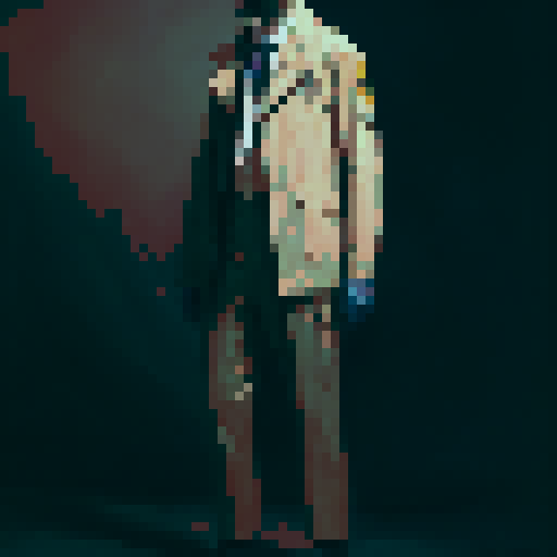 1950s detective wearing suspender and gas-mask 