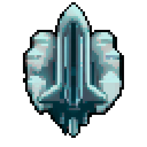 Spaceship, sleek design, metallic exterior, retro aesthetic, pixelated details,blinking lights, computer screens, wireframe outlines, geometric shapes, low-resolution textures, vibrant pixel art style, sRGB color space
View from above
