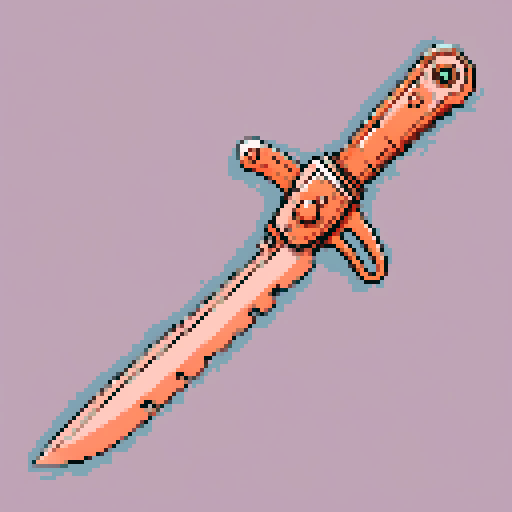 I want just the cutting blade of an chainsaw constructed out of copper and gems. I want this object usable an asset in a videogame, meaning only one object per image, outlined with a strong black stroke, on a solid-color background.
