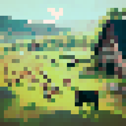 Old farmer, dirt-covered, surrounded by cows and goats, gazing out on a vast and sprawling landscape in a realistic portrait style.