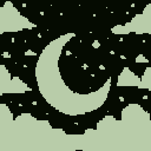 moon in cloudy night sky interesting dithering patterns and stars pixel art high detail