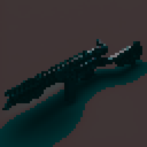 M4A1 Rifle icon, white background, black icon, pixel art