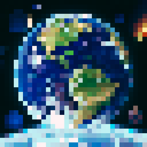 A view of the earth from space, facing the side the with pacific ocean