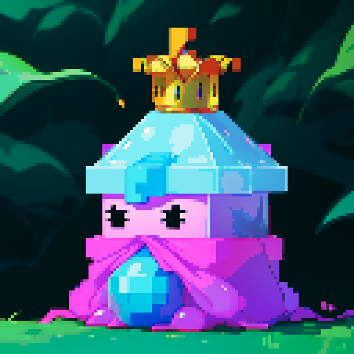 Gelatinous cube wearing crown, no face