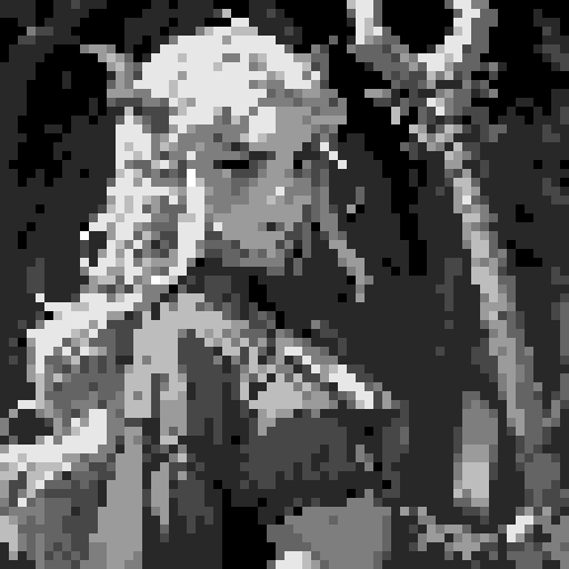 busty succubus, skin tight lace, deep v-neck crop top, intricate druidic staff, pixel art, sRGB