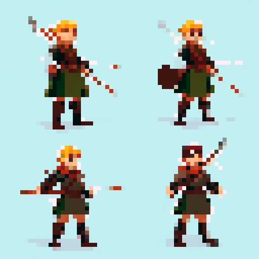 an archer for a top down rpg game set in a bleak medieval fantasy world where there are monsters and apocalyptic events