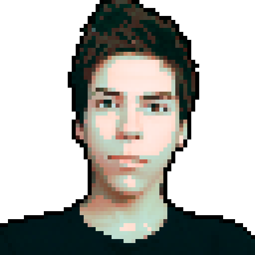 Cartoonish pixel art profile picture, no background