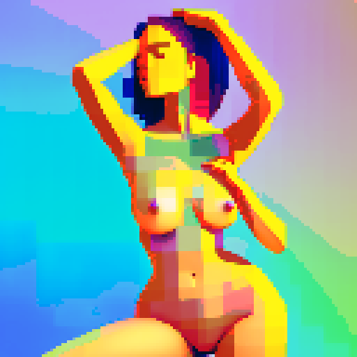 naked girl, sexy ass, vibrant colors, pixelated curves, retro nostalgia, pixel art