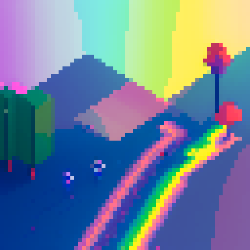 Pixelated stick figures race across a glitchy, neon landscape, leaving trails of rainbow-hued exhaust behind them.