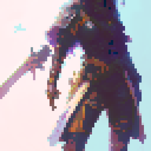 black-haired, 20-year-old warrior with a gleaming sword, clad in medieval armor, set in a fantasy RPG-style world