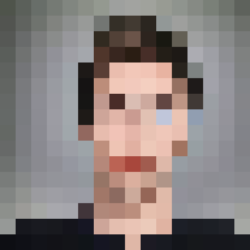 Lifelike pixel art portrait in a 16x16 styled.