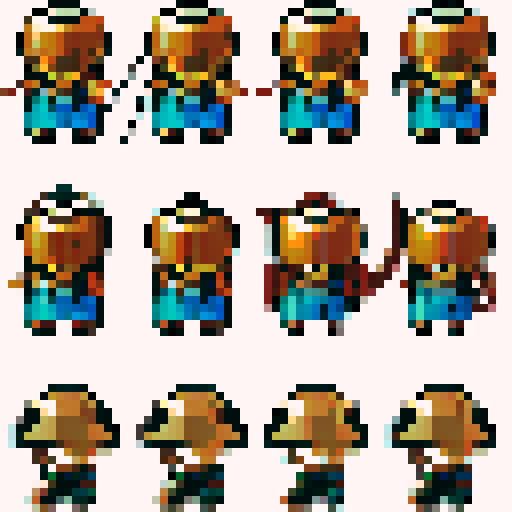 greek hoplite, corinthian helmet, copper armor, long spear, pixel art, sRGB