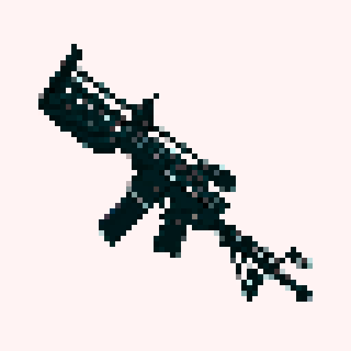 M4A1 Rifle icon, white background, black icon, pixel art