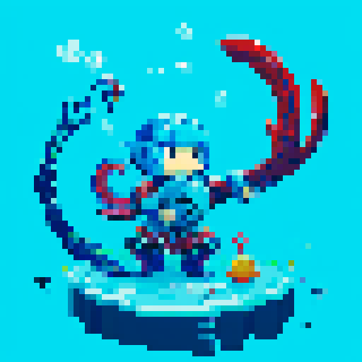 Underwater warrior versing the kraken 