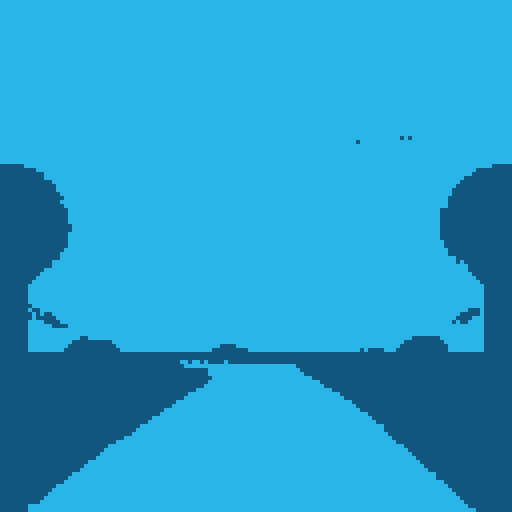 Daytime winter background scene with large sky, snow, mountains and trees