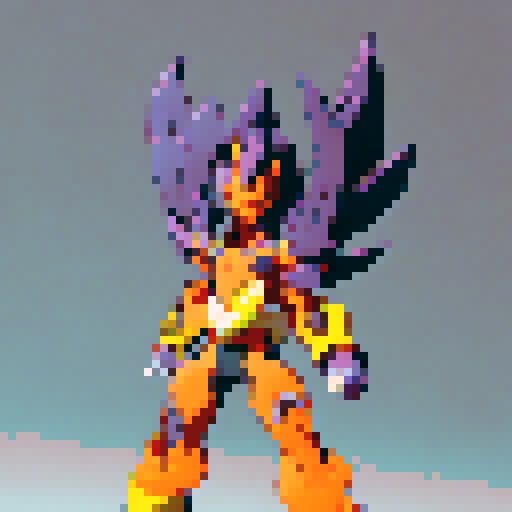 Burning with fury, a fiery humanoid strides forward, its blazing body flickering with orange and red flames, captured in anime-style animation frames.