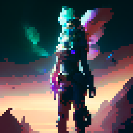 ashe from league of legends, nighttime, galaxy in the sky, neon colors