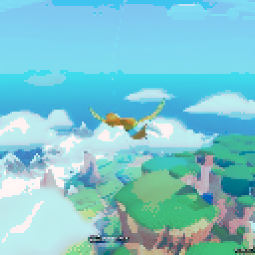 Flying above clouds, winged whale