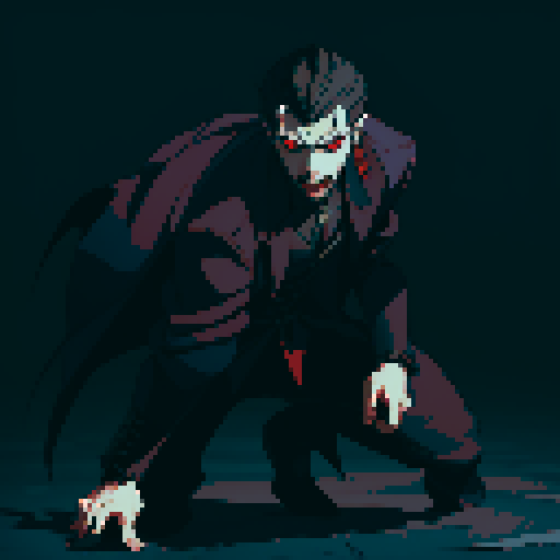 vampire lord, male vampire, full-body image, gentleman, dracula, ready to fight, facing left, cathedral, gothic detailed background, action pose, boss fight