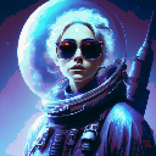 sunglasses with blue mirror lenses, pixel art
