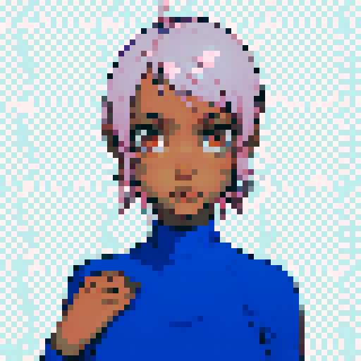 Teenage black girl with pink hair and orange eyes