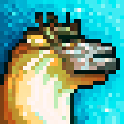 A hippo wearing fancy glasses with a black suit, rendered in 32x32 pixel portrait.
