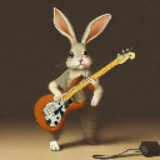 a rabbit playing the bass guitar
