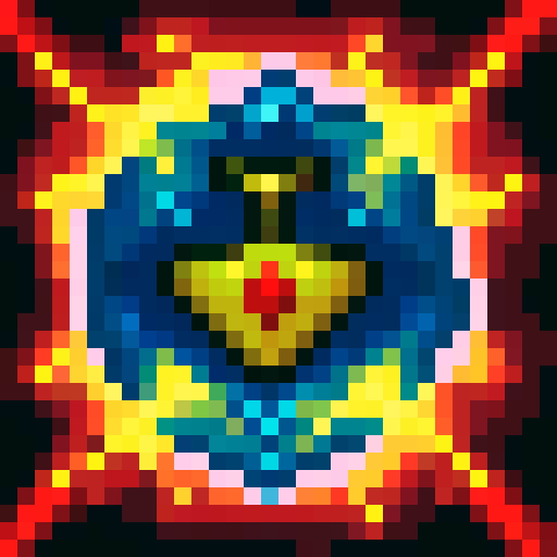 Challenger token, danger sign, 5 sides, game item, 32x32 pixel art, skill art, tibia, game item, transparency background
