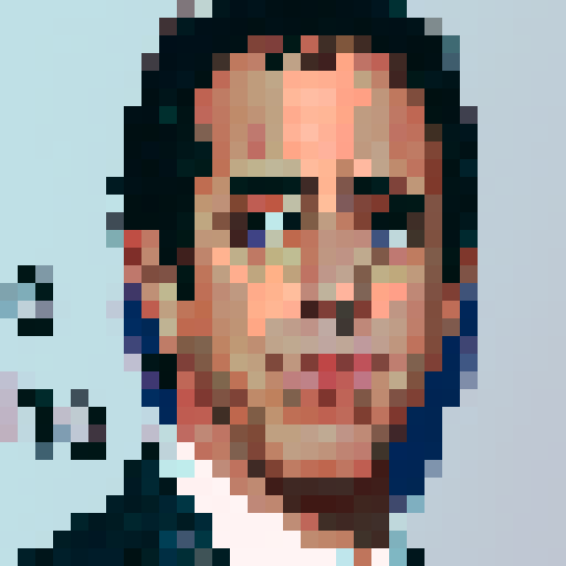 Jerry Seinfeld, iconic comedian, in a pixel art style, wearing his signature puffy shirt, with vibrant colors in sRGB