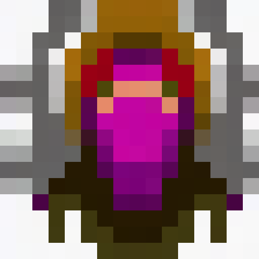 Shalltear Bloodfallen, with her crimson hair and piercing eyes, portrayed in a pixel art game icon style, featuring a close-up, 16x16 pixel portrait