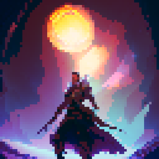 battle mage, wielding a staff with an orb on top, cartoon person, 2d game art, thick outline, pixel perfect