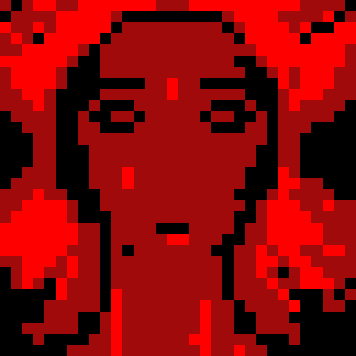 Psychosis, distorted facial features, vibrant colors, pixelated details, sRGB palette, close-up shot, skill art, intense gaze, game icon, 32x32 pixel art, close-up portrait