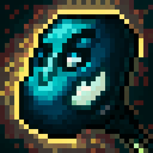 dark, mysterious ambiance, close up, skill art, 32x32 pixel art, game icon, sRGB, portrait, intense gaze, glowing eyes, intricate details, ethereal aura, subtle shadows, mesmerizing colors