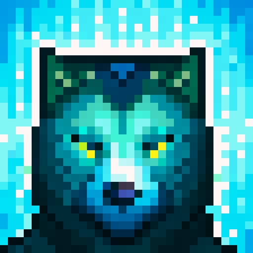 Wolf avatar, portrait, glowing eyes