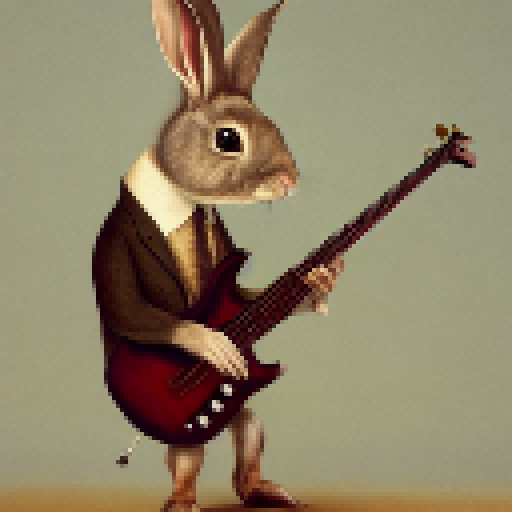 a rabbit playing the bass guitar