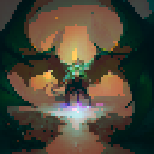 A fierce dragon with emerald green scales and razor sharp claws, guarding a treasure trove of glittering gold and jewels in a dimly lit dungeon filled with cobwebs and ancient artifacts