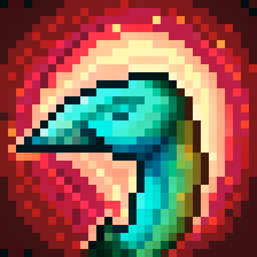 cute amazon river dolphin, vibrant colors, pixelated waves, lush green rainforest, sRGB, pixel art, tropical sunset, sparkling river, misty waterfall, mist-covered mountains, serene landscape