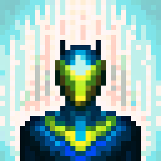 headwear, pixelated design, vibrant colors, detailed embroidery, intricate patterns, glossy finish, shiny gold accents, futuristic visor, dynamic angles, dramatic lighting, fine brush strokes, bold outlines, expressive facial features, intense gaze